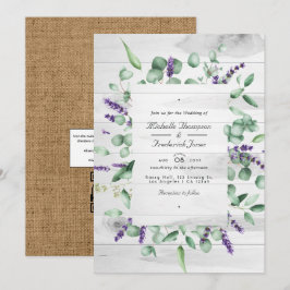 Convites Casamento RSVP de Código QR Russo da Lavanda Eucal