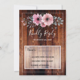 Convites Casamento RSVP de flores de aquarela russa madeira