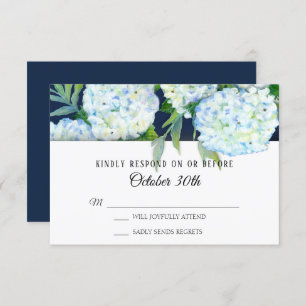 Convites Casamento RSVP de Marinho Floral de Hydrangea Azul