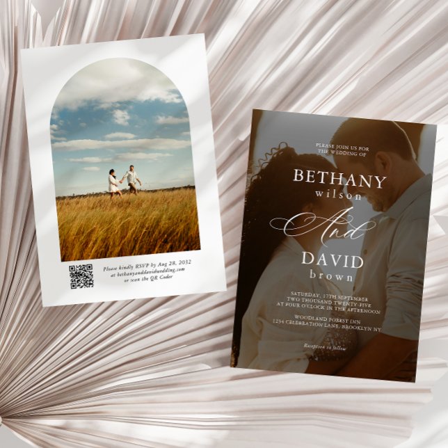 Convites Casamento Rsvp do Código QR de Foto do Elegante Mo (Criador carregado)