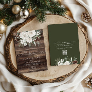 Convites Casamento RSVP do Código QR do Pinho de inverno El