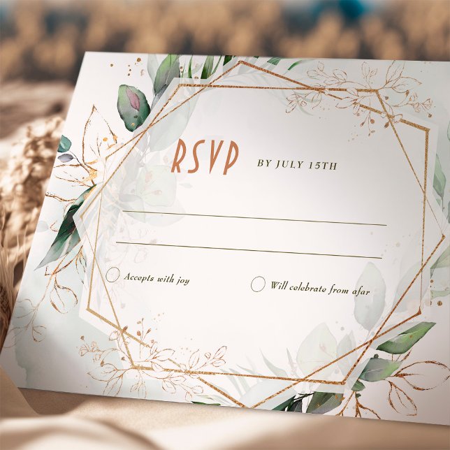 Convites Casamento RSVP Inserir Russo Verde e Dourado (Criador carregado)