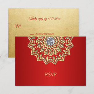 Convites Casamento RSVP Mandala Índio Ouro Rubi Personaliza