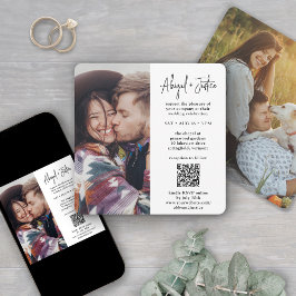 Convites Casamento RSVP QR Tudo-em-Um com 2 Fotos Minimal M