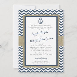 Convites Casamento Russo Azul-Marinho Anchor e Chevron