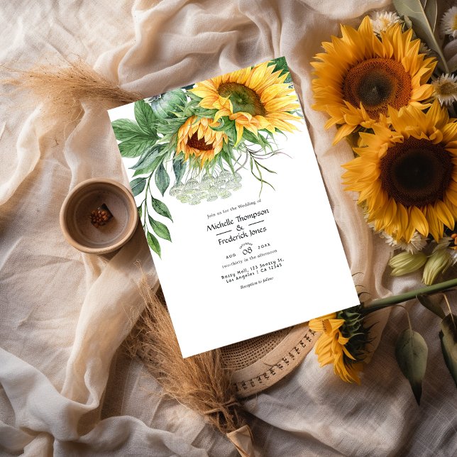 Convites Casamento Russo Boêmian Sunflower (Criador carregado)