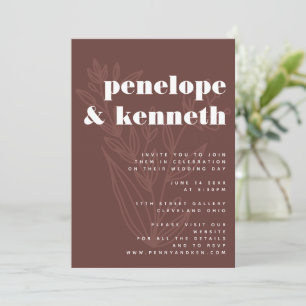 Convites Casamento Russo Caloroso de Arte Floral Minimalist