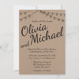 Convites Casamento Russo com Luzes de Corda no Papel Kraft