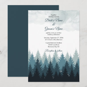 Convites Casamento Russo da Floresta de Aquarela Pine Tree