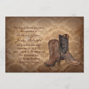 Convites casamento Russo damask Western Cowboy