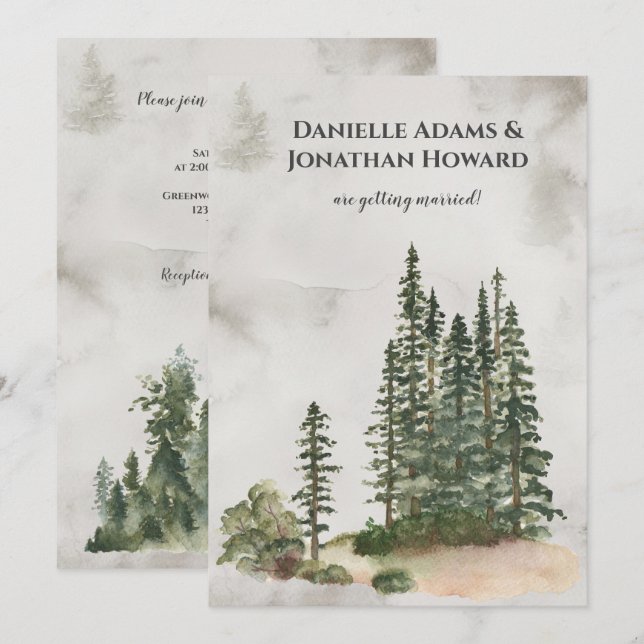 Convites Casamento Russo das Árvores Selvagens| (Frente/Verso)