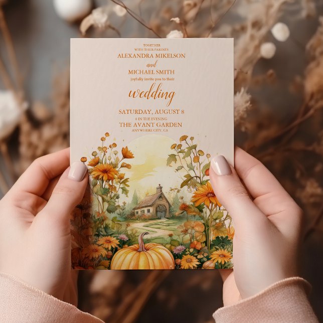 Convites Casamento Russo De Abóbora Floral (Criador carregado)