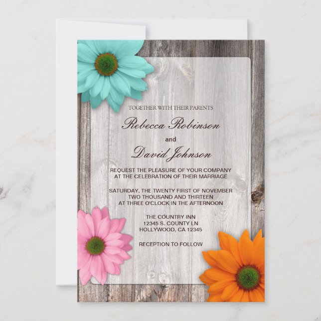 Convites Casamento Russo de Camarão com Visitas Coloridas (Frente)