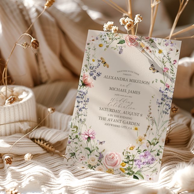 Convites Casamento Russo de Casamento de Flores Selvagens (Criador carregado)