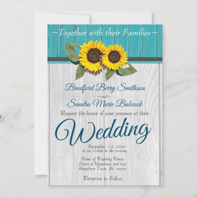Convites Casamento Russo De Cinzas De Madeira De Teal De Gi (Frente)