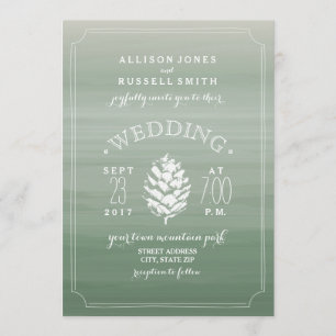 Convites Casamento Russo de Cor Verde e Pine Cone