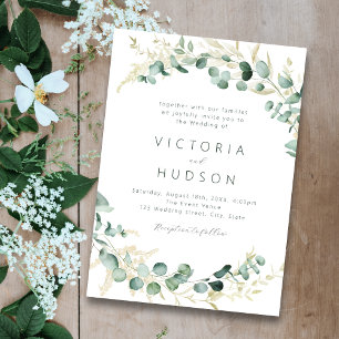 Convites Casamento russo de eucalipto verde-boho