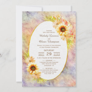 Convites Casamento Russo de Flor de Girassol Dourado