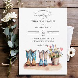 Convites Casamento Russo de Flores Selvagens-Cowboy Boots