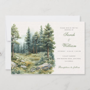 Convites Casamento russo de floresta verde de verão