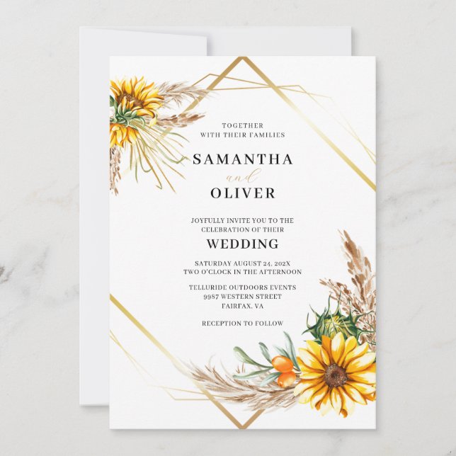Convites Casamento Russo de Girassol-Cria (Frente)