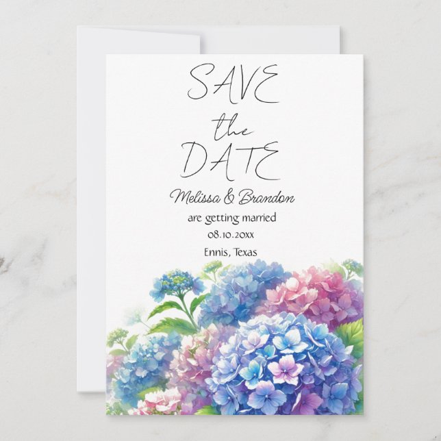 Convites Casamento Russo de Hidrópsia Floral de Hydrangea A (Frente)