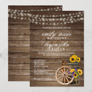 Convites Casamento Russo de Madeira com Girassóis