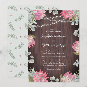Convites Casamento Russo De Madeira Com Luzes De Protea
