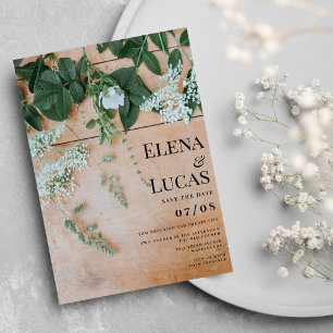 Convites Casamento russo de madeira marrom floral