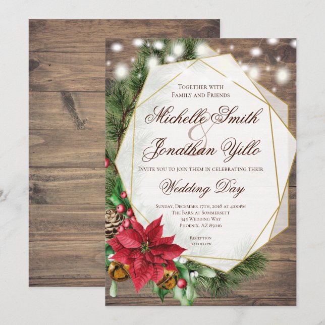 Convites Casamento Russo de Natal (Frente/Verso)