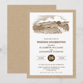 Convites Casamento Russo de Papel Kraft da fazenda