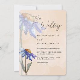 Convites Casamento Russo De Pêssego Azul Púrpura E Aquarela