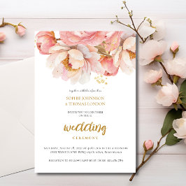 Convites Casamento russo de rosa floral de aquarela