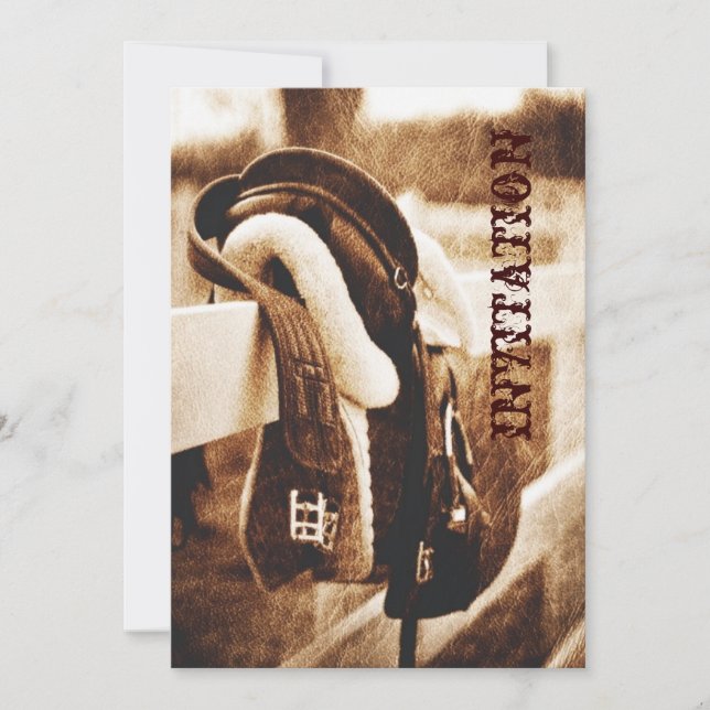 Convites Casamento russo de sela de cavalo de cowboy oeste (Frente)