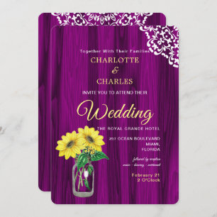 Convites Casamento Russo de Sunflower Mason Jar