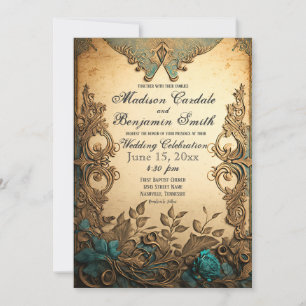 Convites Casamento Russo de Vintage Scrollwork Elegante