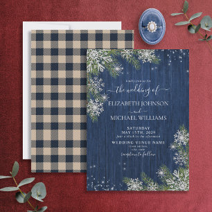 Convites Casamento Russo de Xadrez de Madeira Silver Winter