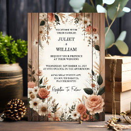 Convites Casamento Russo do Garden Floral Primavera Wood Bo
