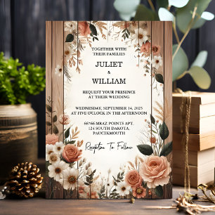Convites Casamento Russo do Garden Floral Primavera Wood Bo