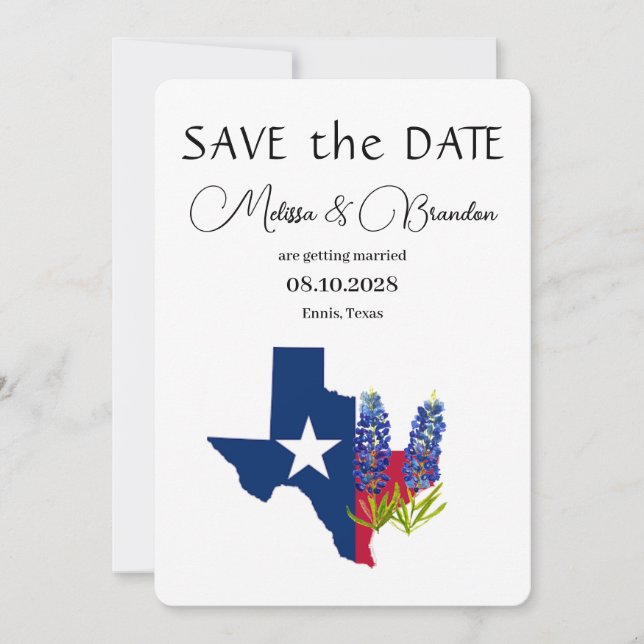 Convites Casamento Russo do Texas Floral Azul (Frente)