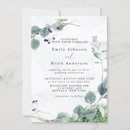 Convites Casamento Russo Dusty Blue Eucalyptus Greenery