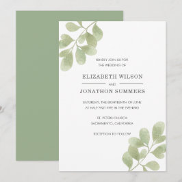 Convites Casamento Russo Elegante De Aquarela Verde