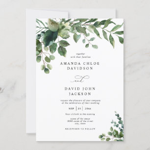 Convites Casamento Russo Elegante Eucalyptus Foliage