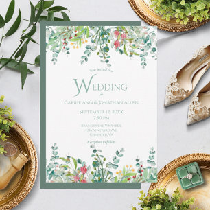 Convites Casamento Russo Elegante Eucalyptus Watercolor
