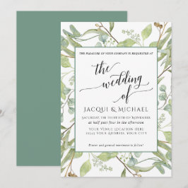 Convites Casamento Russo Eucalyptus Foliage Watercolor