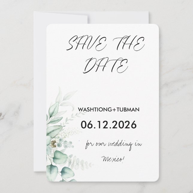 Convites Casamento Russo Eucalyptus Greeneric Salvar a Data (Frente)