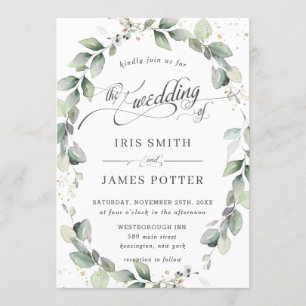 Convites Casamento Russo Eucalyptus Greenery Leafy