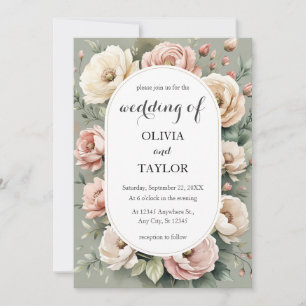 Convites Casamento Russo Floral de Boho Rosa Watercolor