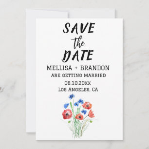 Convites Casamento Russo Floral de Cornflower Poppies Verme