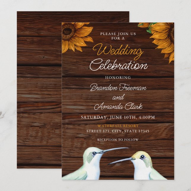 Convites Casamento Russo Floral de Hummingbird Verde (Frente/Verso)